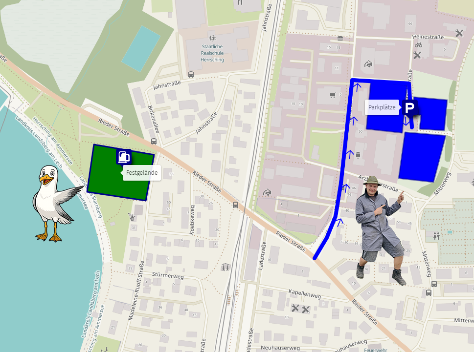 Anreise mit dem Auto – Parkflächen Heinestraße